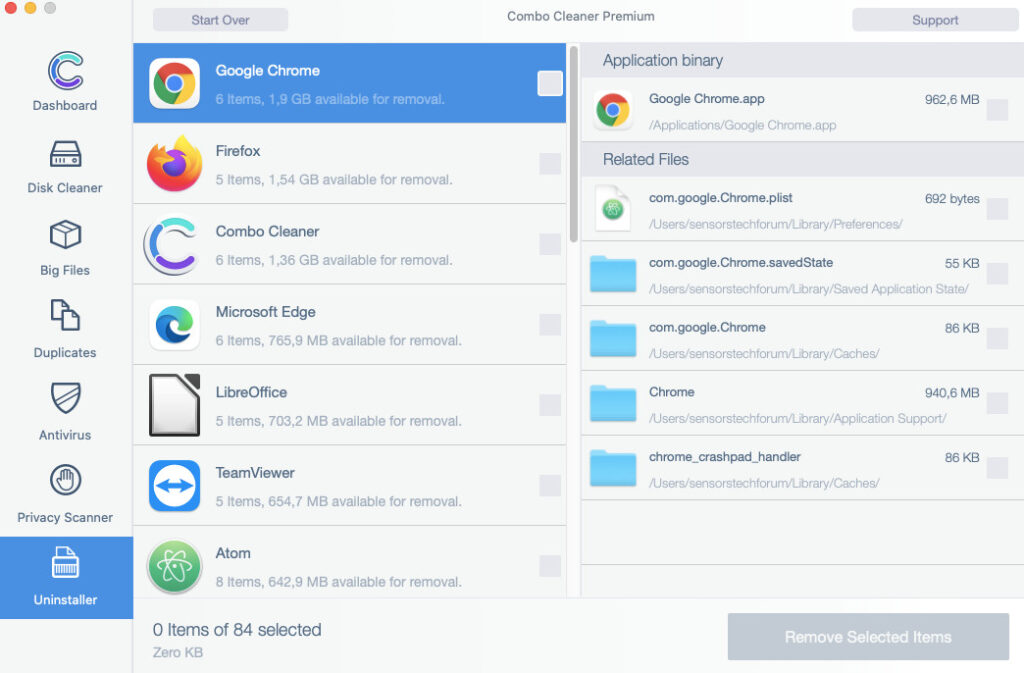 app uninstaller combo cleaner